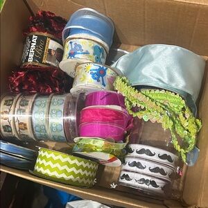 Box of different ribbons